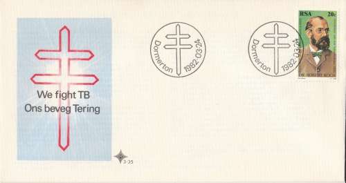 RSA 1982-03-24 Centenary of Discovery of Tubercle Bacillus by Dr R Koch FDC 3.35 (149 630) [SACC R2]