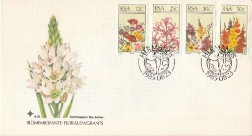 RSA 1985-08-23 SA Floral Emigrants FDC 4.13 [SACC R7]