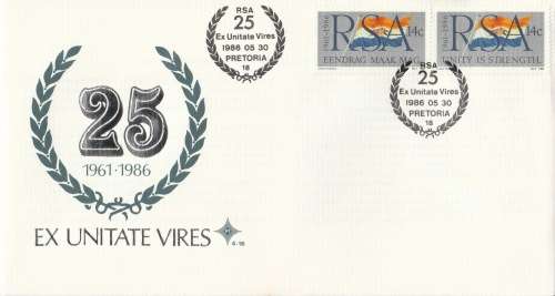 RSA 1986-05-30 25th Anniversary of RSA FDC 4.16a (100 000) Afr-Eng [SACC R3]