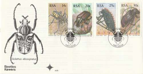 RSA 1987-03-06 South African Beetles FDC 4.20 [SACC R7]