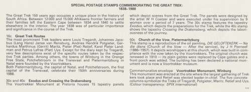 RSA 1988-11-21 150th Anniversary of the Great Trek FDC 5.2 [SACC R10]