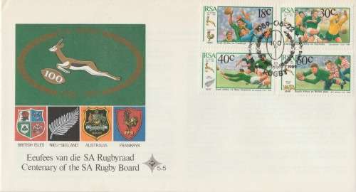 RSA 1989-06-22 Centenary of the SA Rugby Board FDC 5.5 [SACC R9]