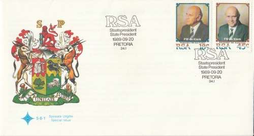 RSA 1989-09-20 Inauguration of the State President F.W. de Klerk FDC 5.6.1 [SACC R6]