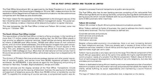 RSA 1991-10-01 Establishment of Post Office Ltd. & Telkom FDC 5.15b [SACC R3]