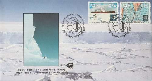 RSA 1991-12-05 30th Anniversary of Antarctic Treaty FDC 5.17 [SACC R5]