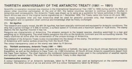 RSA 1991-12-05 30th Anniversary of Antarctic Treaty FDC 5.17 [SACC R5]