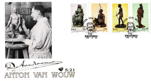 RSA 1992-10-08 130th Birth Anniversary of Anton van Wouw FDC 5.21 [SACC R13]