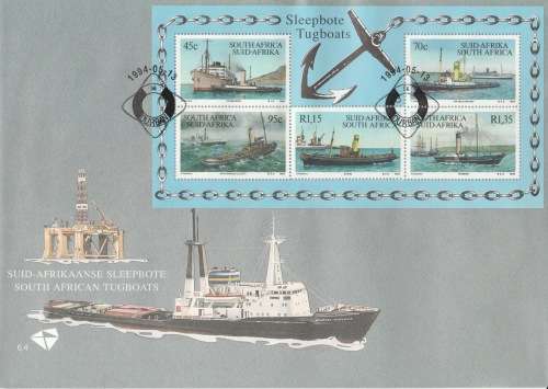 RSA 1994-05-13 Tugboats Miniature Sheet #23 FDC 6.4a [SACC R70]