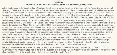 RSA 1995-05-12 Tourism Western-Cape FDC 6.13 [SACC R10]
