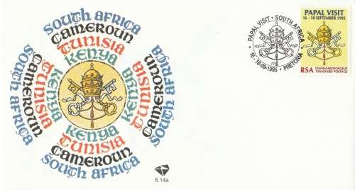 RSA 1995-09-16 Papal Visit FDC 6.21a (6.14a) [SACC R11]