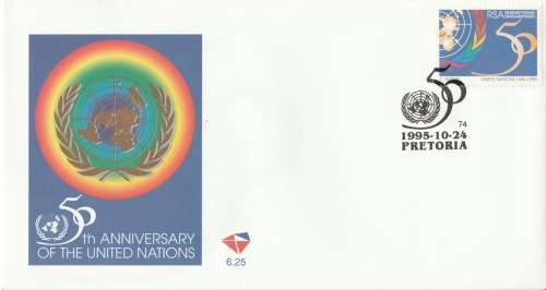 RSA 1995-10-24 50th Anniversary of United Nations FDC 6.25 [SACC R10]