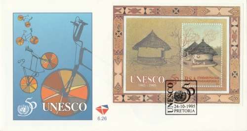 RSA 1995-10-24 50 Years UNESCO Miniature Sheet FDC 6.26 [SACC R22]