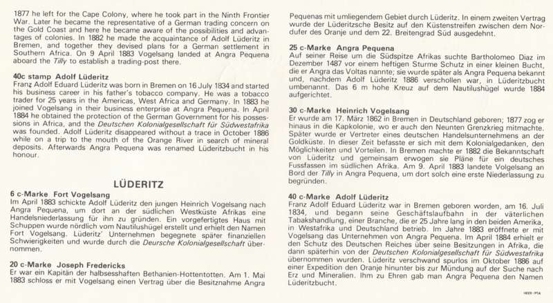 SWA 1983-03-16 Centenary of Lüderitz FDC 40 - [SACC R8]