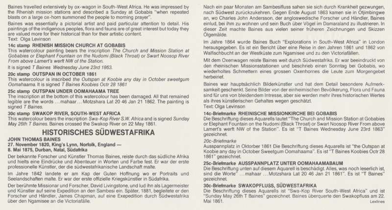 SWA 1987-02-19 Paintings by Thomas Baines FDC 56 [SACC R7]