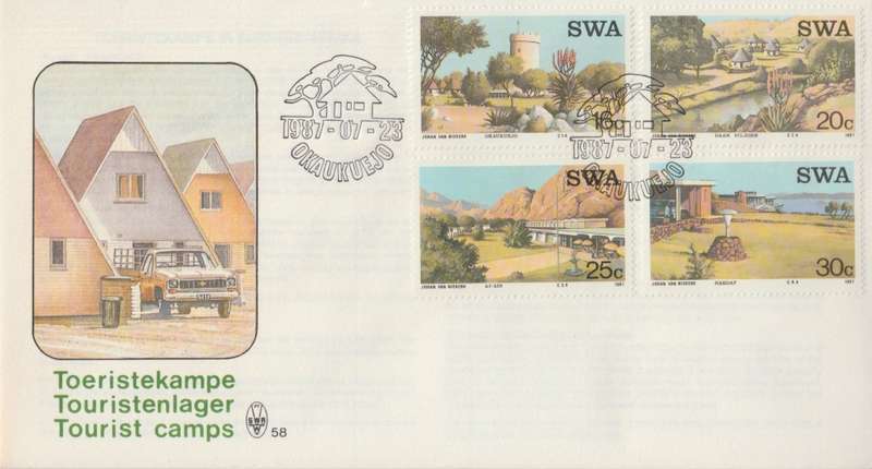 SWA 1987-07-23 Tourist Camps FDC 58 (78 000) [SACC R7]