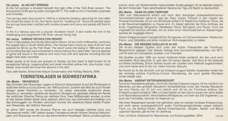 SWA 1987-07-23 Tourist Camps FDC 58 (78 000) [SACC R7]