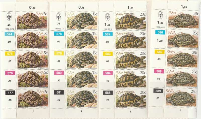 SWA 1982-03-12 Tortoises SACC 399-402 x5 [SACC R50]
