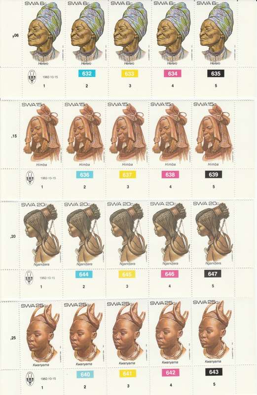 SWA 1982-10-15 Traditional head-dresses of SWA SACC 411-414 x5 [SACC R50]