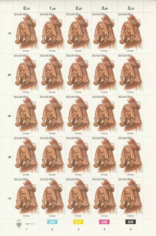 SWA 1982-10-15 Traditional Head-dresses - 15c Himba SACC 412 x25 [SACC R62.50]