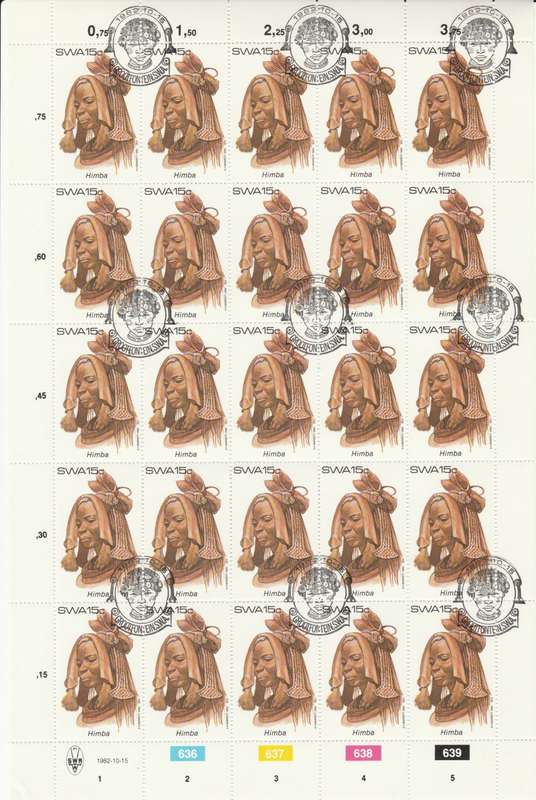 SWA 1982-10-15 Traditional Head-dresses - 15c Himba SACC 412 x25 CTO [SACC R62.50]
