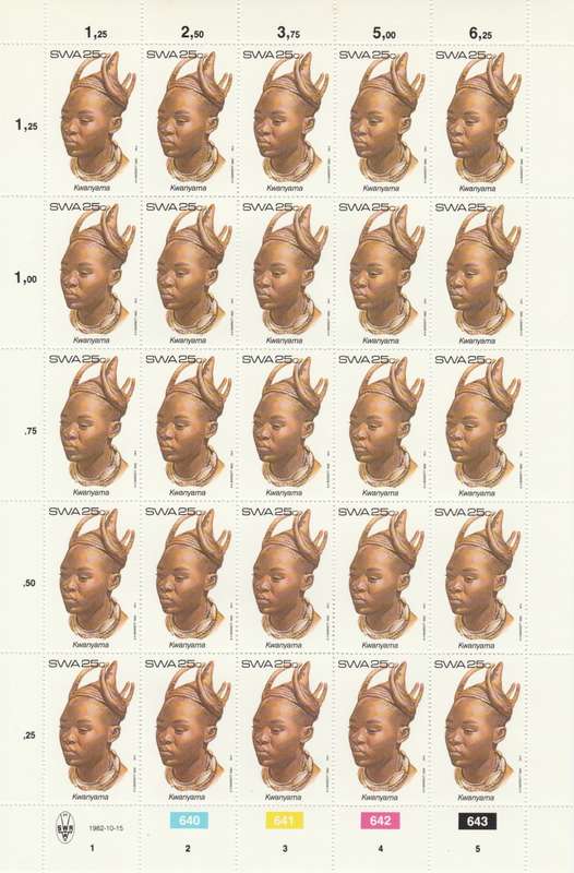 SWA 1982-10-15 Traditional Head-dresses - 25c Kwanyama SACC 414 x25 [SACC R62.50]