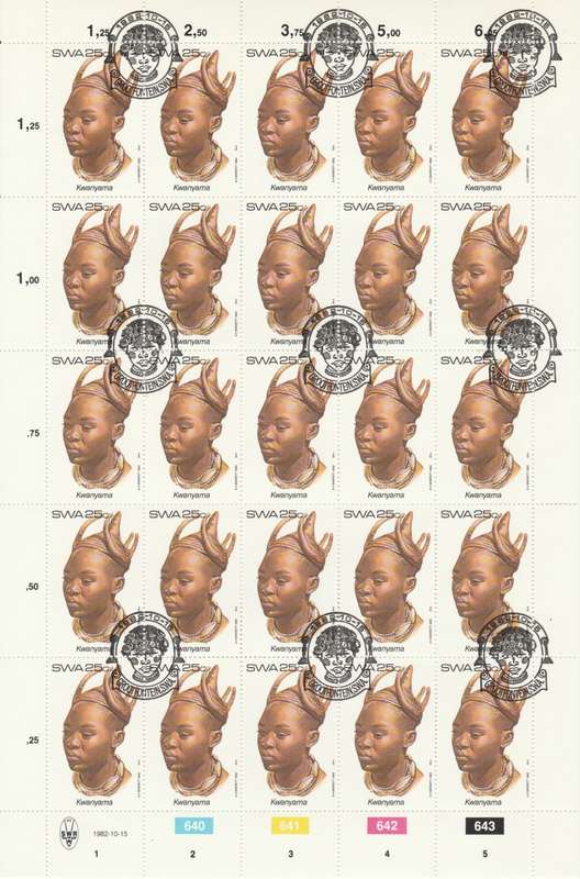 SWA 1982-10-15 Traditional Head-dresses - 25c Kwanyama SACC 414 x25 CTO [SACC R62.50]