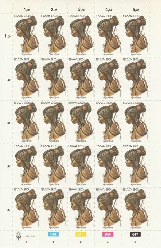 SWA 1982-10-15 Traditional Head-dresses - 20c Ngandjera SACC 413 x25 [SACC R62.50]