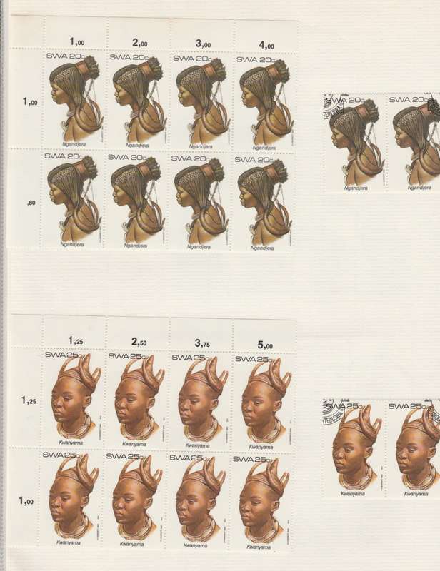 SWA 1982-10-15 Traditional Head-dresses of SWA SACC 411-414 blocks, pairs and covers [SACC R164]