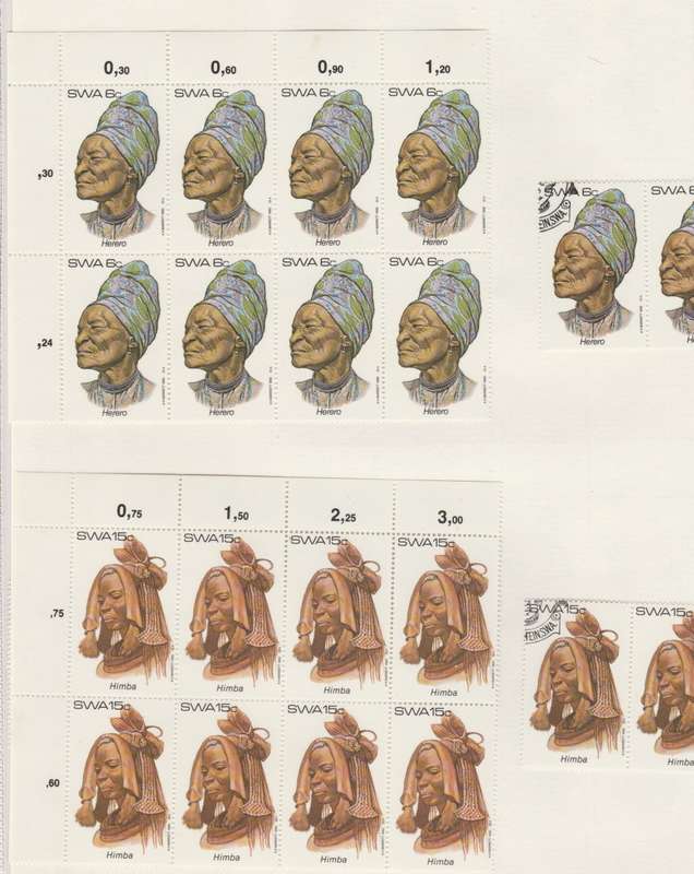 SWA 1982-10-15 Traditional Head-dresses of SWA SACC 411-414 blocks, pairs and covers [SACC R164]