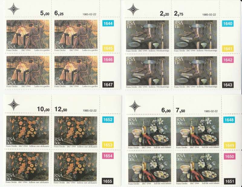 RSA 1985-02-22 Paintings by Frans Davis Oerder SACC 582-585 x4 [SACC R40]