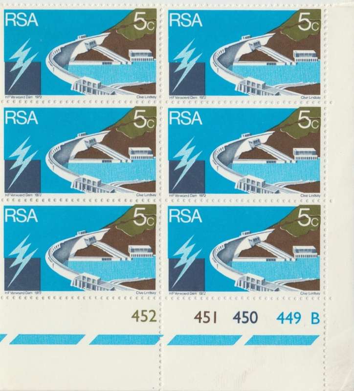 RSA 1972-03-04 Opening of Hendrik Verwoerd Dam - 5c SACC 313 x6 (B) [SACC R25.50]