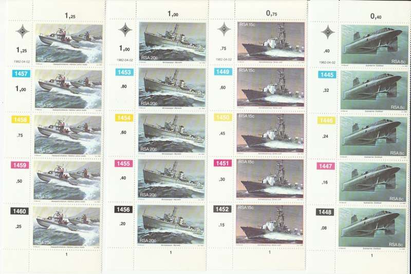 RSA 1982-04-02 Anniversary of Simons Town. SA Navy Base - SACC 510-513 x5 [SACC R50]