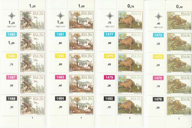 RSA 1982-12-01 Prehistoric Animals - SACC 536-539 x5 [SACC R50]