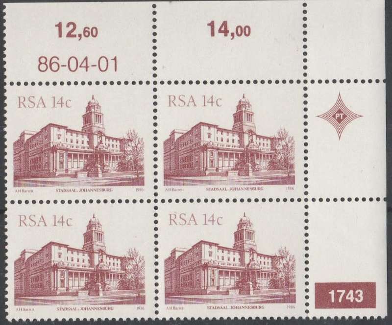 RSA 1986-04-01 4th Definitive Issue - SACC 604 x4 (Plate 1743) [SACC R5]
