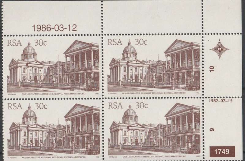 RSA 1986-03-12 4th Definitive Issue - SACC 528 x4 (Plate 1749) [SACC R28]
