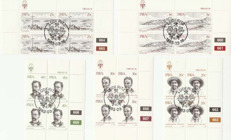 SWA 1983-03-16 Centenary of Lüderitz - SACC 415-419 x4 [SACC R50] Date Stamped