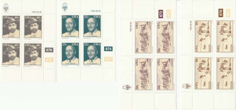 SWA 1983-06-08 75th Anniversary of Discovery of Diamonds - SACC 420-423 x4 [SACC R40]