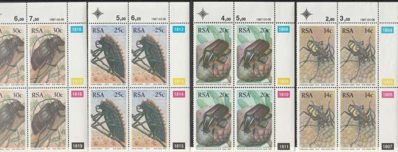 RSA 1987-03-06 South African Beetles - SACC 620-623 x4 [SACC R40]