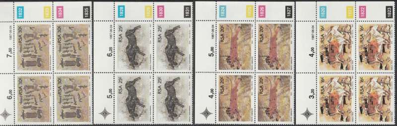 RSA 1987-06-04 Rock Paintings - SACC 625-628 x4 [SACC R40]
