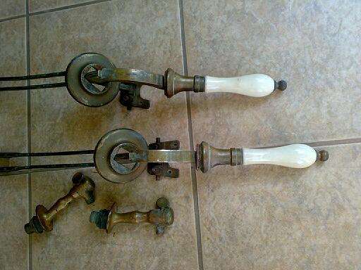 Vintage Gaskell & Chambers brass and ceramic beer taps
