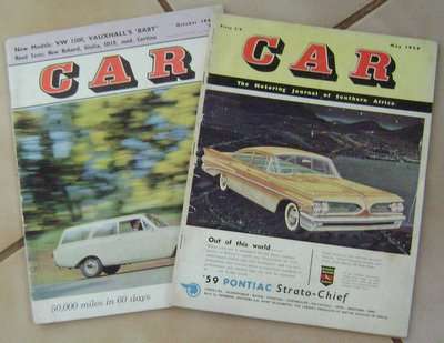 CAR MAGAZINE'S OF MAY 1959 & OCT. 1963 - MOTORING JRNL OF S.A.