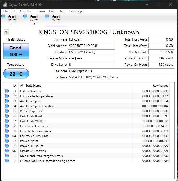 Kingston SNV2S/1000G NV2 1TB M.2