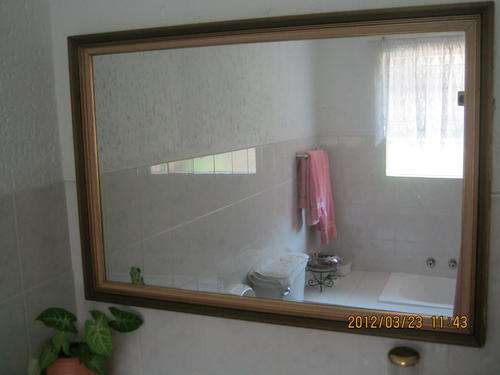 Big mirror in wooden frame