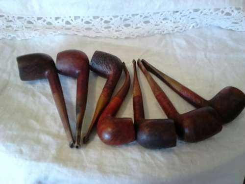 SMOKING PIPES X 7 (Dr Plumb, Loewe,(3) Sasien, GBD, No Name & Stand)