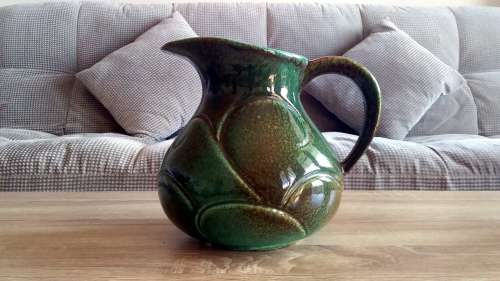 50% OFF LOT 88: STUNNING MID CENTURY LARGE GREEN LUCIA PITCHER VASE