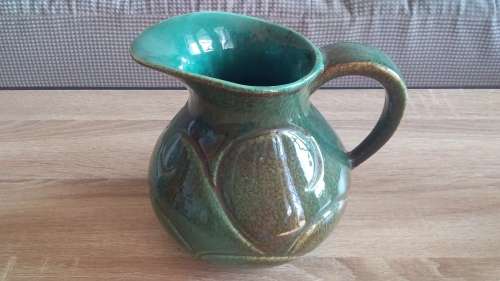50% OFF LOT 88: STUNNING MID CENTURY LARGE GREEN LUCIA PITCHER VASE
