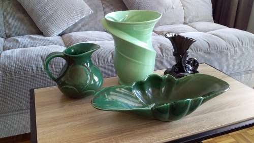 50% OFF LOT 88: STUNNING MID CENTURY LARGE GREEN LUCIA PITCHER VASE