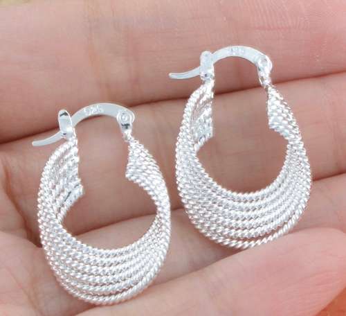 Hot Wholesale 925 sterling silver white big circle shiny classic hoop earrings