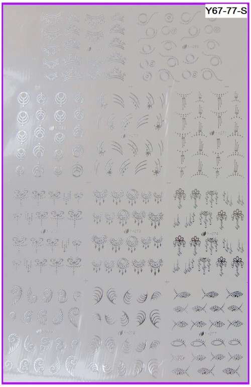 SILVER NAIL ART DECALS STICKERS