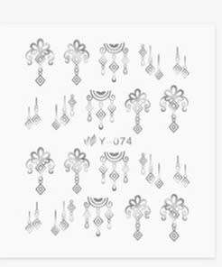SILVER JEWELRY NAIL ART DECALS STICKERS 074